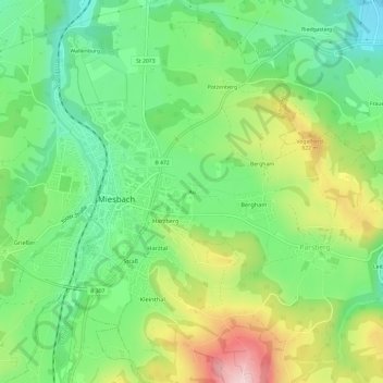 Mapa topográfico Au, altitud, relieve