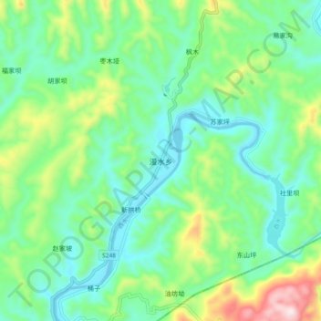 Mapa topográfico 漫水乡, altitud, relieve