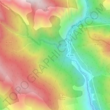 Mapa topográfico Tiecs, altitud, relieve