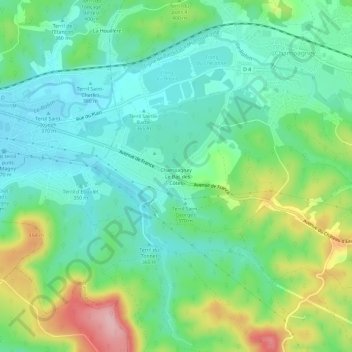 Mapa topográfico Champagney - Le Bas des Côtes, altitud, relieve