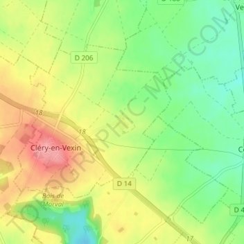 Mapa topográfico Le Tillay, altitud, relieve