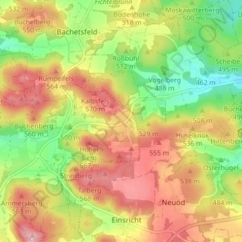 Mapa topográfico Höfling, altitud, relieve