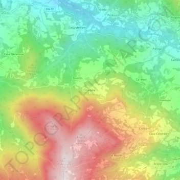 Mapa topográfico Pradelle, altitud, relieve