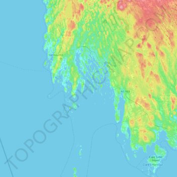 Mapa topográfico Tucker Island, altitud, relieve