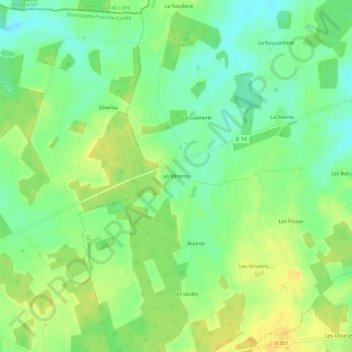 Mapa topográfico Le Mineroy, altitud, relieve