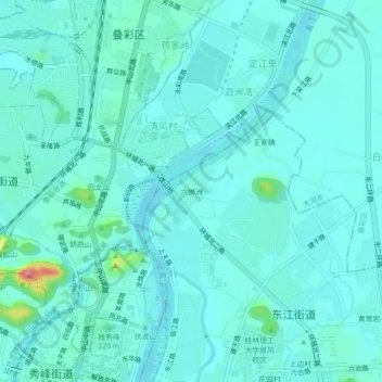 Mapa topográfico 六狮洲, altitud, relieve