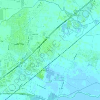 Mapa topográfico Gaggio, altitud, relieve