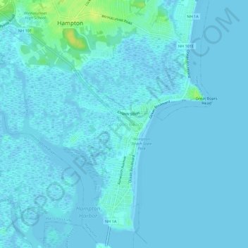 Mapa topográfico Hampton Beach, altitud, relieve