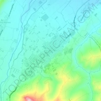 Mapa topográfico Villa Verucchio, altitud, relieve