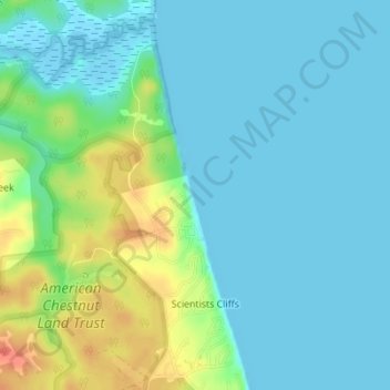 Mapa topográfico Calvert Cliffs, altitud, relieve