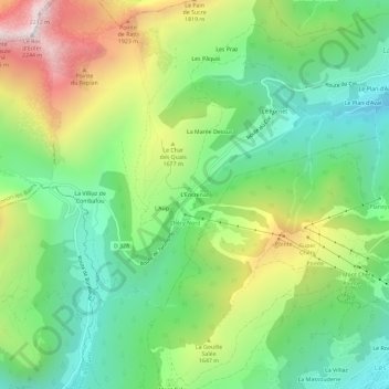 Mapa topográfico L'Encrenaz, altitud, relieve