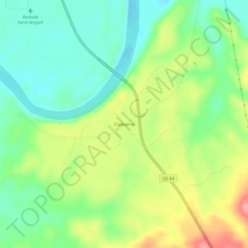 Mapa topográfico Claiborne, altitud, relieve
