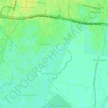 Mapa topográfico Gerbang Kinagara Regency, altitud, relieve