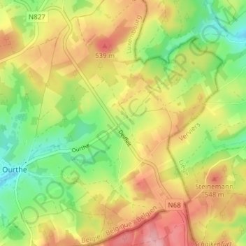 Mapa topográfico Deiffelt, altitud, relieve