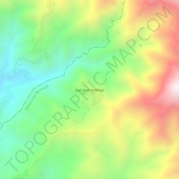 Mapa topográfico San José Hidalgo, altitud, relieve