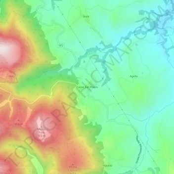 Mapa topográfico Castel San Pietro, altitud, relieve