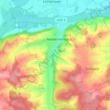 Mapa topográfico Wocka, altitud, relieve