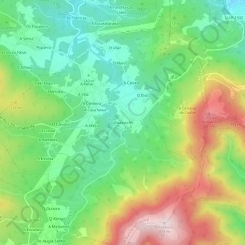 Mapa topográfico Vilaestrofe, altitud, relieve