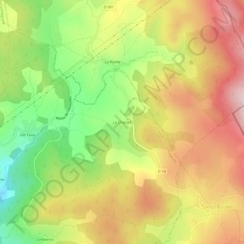 Mapa topográfico Le Charzel, altitud, relieve