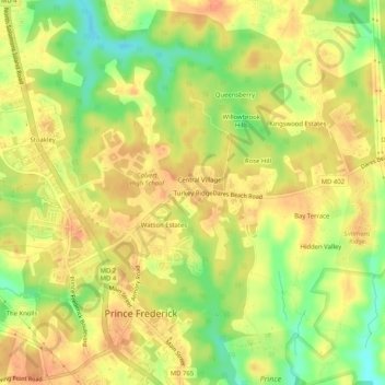 Mapa topográfico Turkey Ridge, altitud, relieve