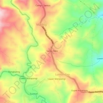 Mapa topográfico Santo Niño, altitud, relieve