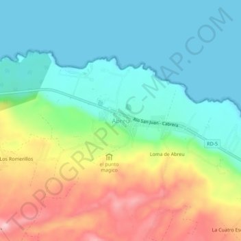 Mapa topográfico Abreu, altitud, relieve