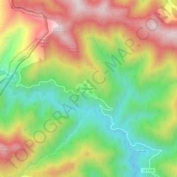 Mapa topográfico Villarrubín, altitud, relieve