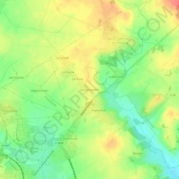 Mapa topográfico La Chauvetière, altitud, relieve