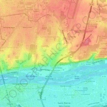 Mapa topográfico La Borde, altitud, relieve