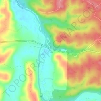 Mapa topográfico Huzzah Valley Resort, altitud, relieve
