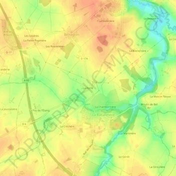 Mapa topográfico La Barre, altitud, relieve