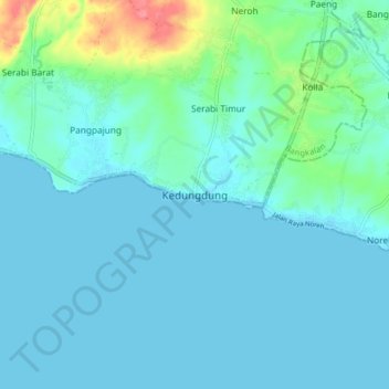 Mapa topográfico Kedungdung, altitud, relieve