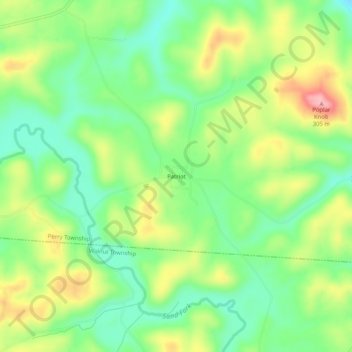 Mapa topográfico Patriot, altitud, relieve