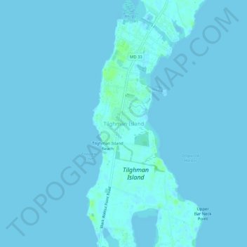 Mapa topográfico Tilghman Island, altitud, relieve