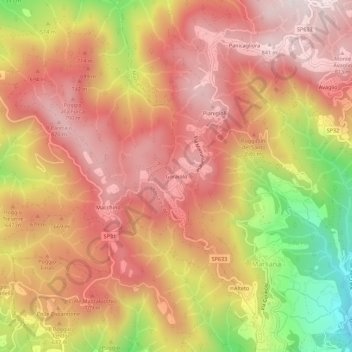 Mapa topográfico Goraiolo, altitud, relieve