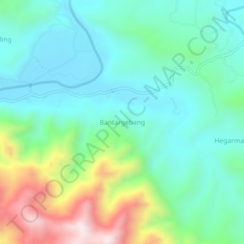 Mapa topográfico Bantargebang, altitud, relieve