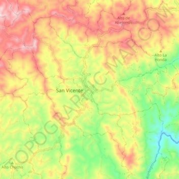 Mapa topográfico San Vicente, altitud, relieve