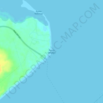 Mapa topográfico Punta Delgada, altitud, relieve