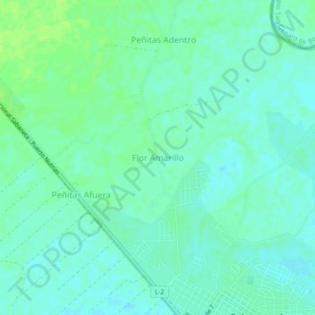 Mapa topográfico Flor Amarillo, altitud, relieve