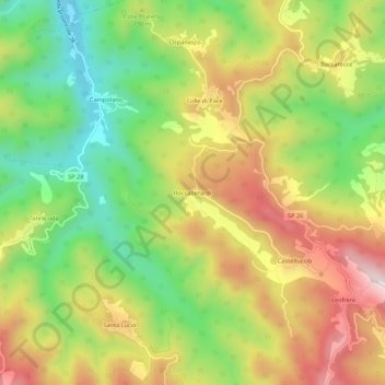 Mapa topográfico Roccaberardi, altitud, relieve