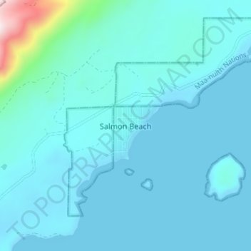 Mapa topográfico Salmon Beach, altitud, relieve