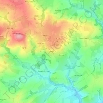 Mapa topográfico Le Rest, altitud, relieve
