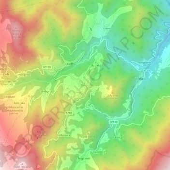 Mapa topográfico Balzo, altitud, relieve