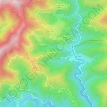 Mapa topográfico Flacouze, altitud, relieve