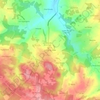 Mapa topográfico Le Mas du Roule, altitud, relieve