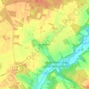 Mapa topográfico Issendorf, altitud, relieve
