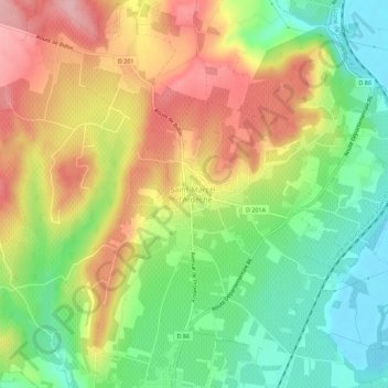 Mapa topográfico Saint-Marcel-d'Ardèche, altitud, relieve