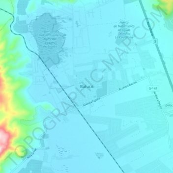Mapa topográfico Batuco, altitud, relieve