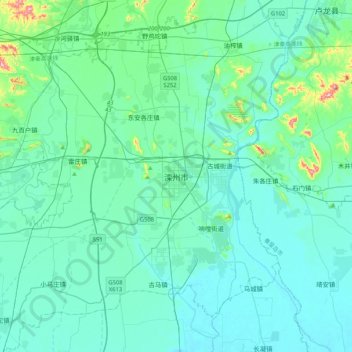 Mapa topográfico 滦州市, altitud, relieve