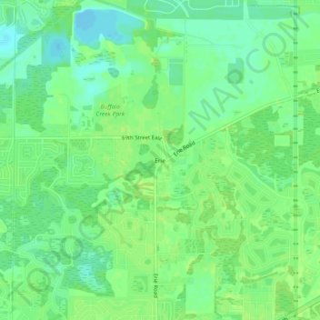 Mapa topográfico Erie, altitud, relieve